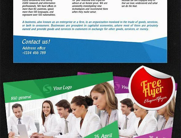 Blue Modern Business Seminar Flyer and Facebook Cover Template 1