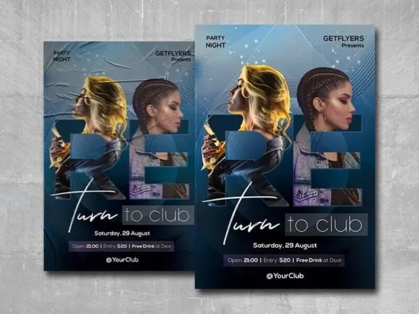 Blue Modern Dance Nightclub Flyer Template 1