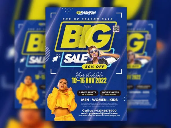 Blue Modern Fashion Sale Event Flyer Template 1