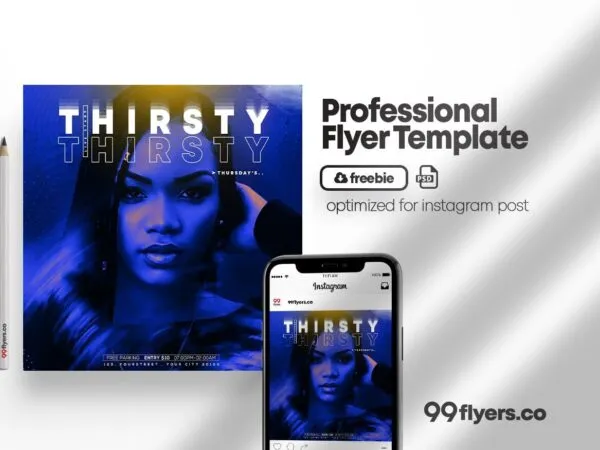 Blue Modern Night Party Flyer Instagram Banner Template 1
