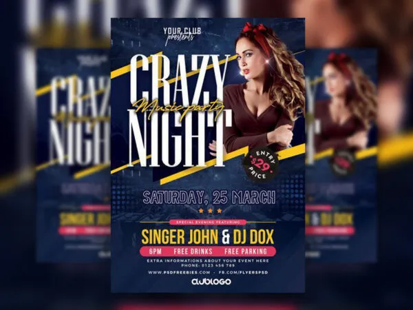 Blue Modern Night Party Flyer Template 1