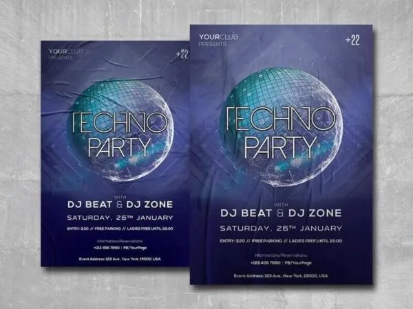 Blue Modern Nightclub and Concert Flyer Template 1