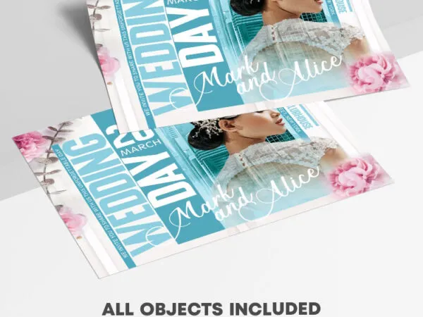 Blue Modern Wedding Day Flyer Template 1