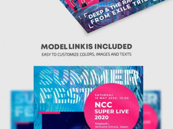 Blue Pink Futuristic DJ Music Event Poster Template 1