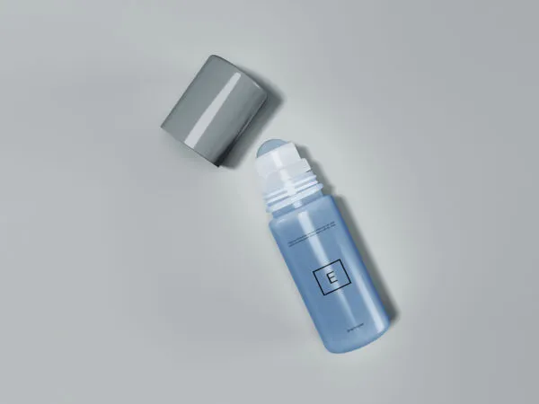 Blue Rollerball Bottle Perfume with Its Cap Mockup 1