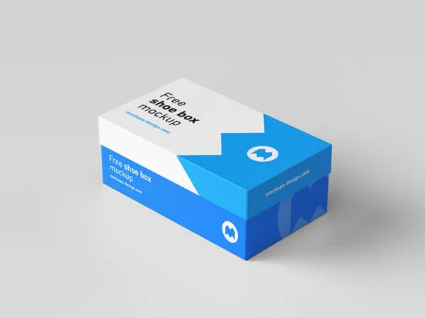 Blue Shoe Box Mockup on a White Background 1