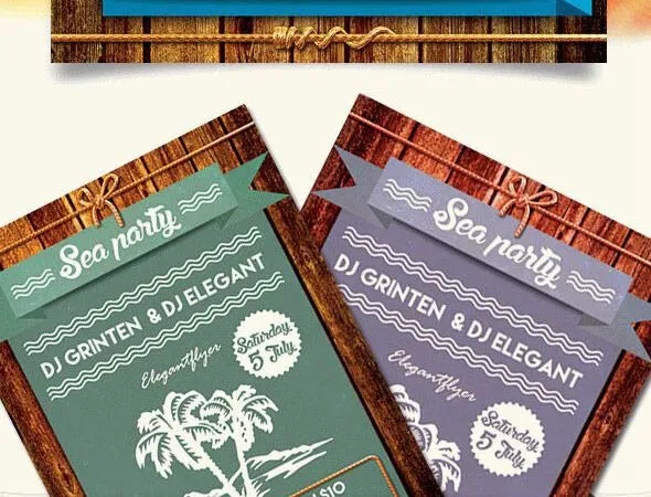 Blue Tropical Beach Party Flyer Template 1