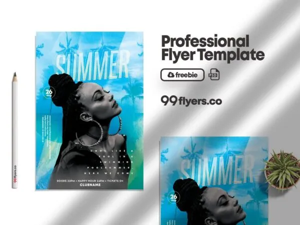 Blue Tropical Summer Party Event Flyer Template 1