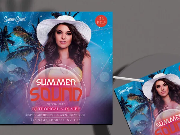 Blue Tropical Summer Party Flyer Instagram Template 1