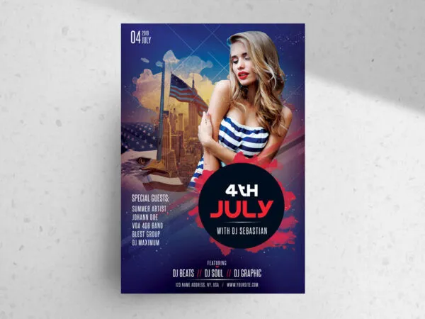 Blue Urban 4th Of July Party Flyer Template 1