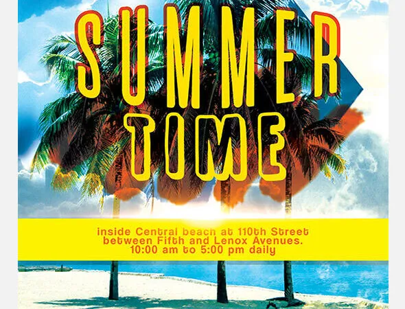 Blue Yellow Tropical Beach Party Flyer Along with Facebook Cover Templates 1