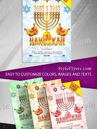 Blue and Golden Hanukkah Flyer Template 1