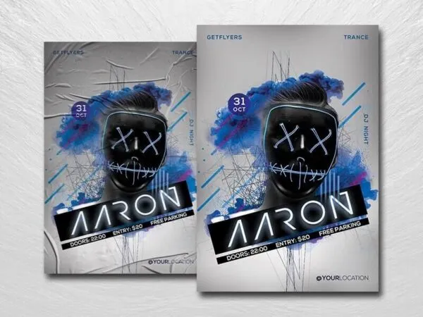 Blue and Gray Futuristic Nightclub Event Flyer Template 1