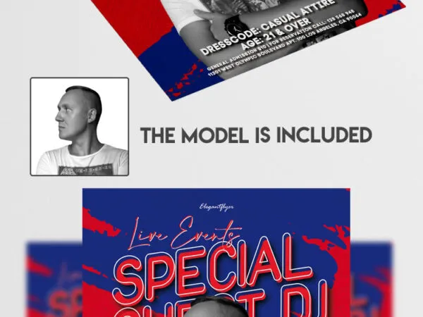 Blue and Red DJ Party Flyer Template 1