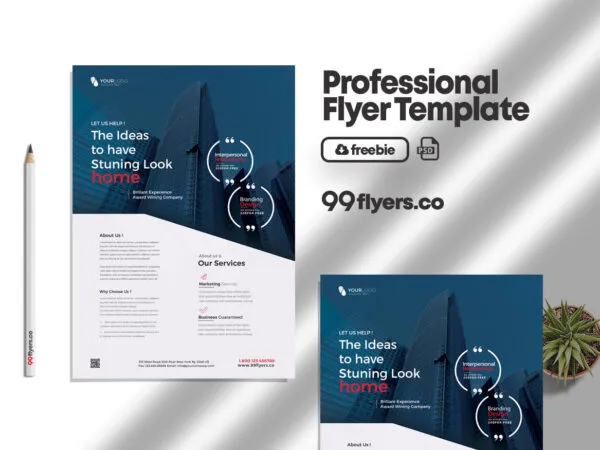 Blue and White Clean Business Flyer Template 1