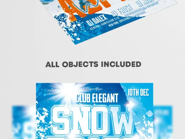 Blue and White Modern Snowboarding Flyer Template 1