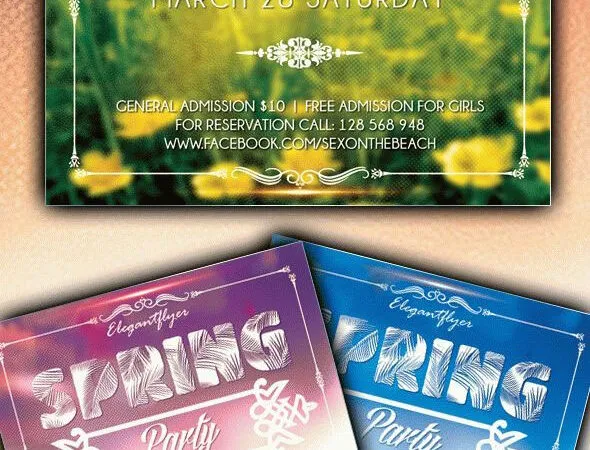 Blurred Border Spring Party Club Flyer Template 1