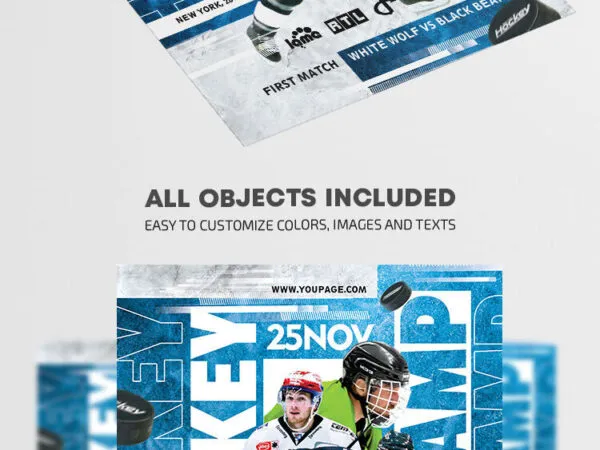Bold Blue Hockey Championship Flyer Template 1