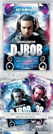Bold Border DJ Party Flyer Template 1