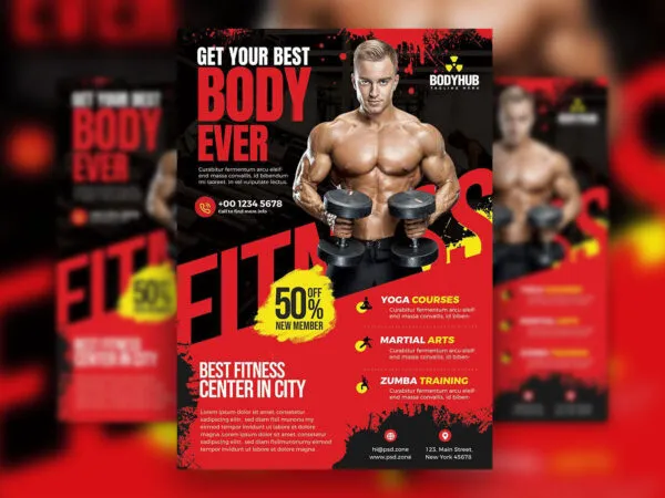 Bold Border Gym Flyer Template 1
