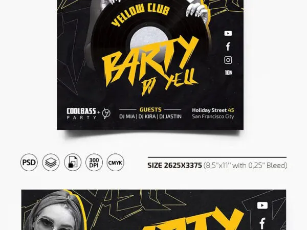 Bold Creative Party Flyer Template with a Dark Design 1