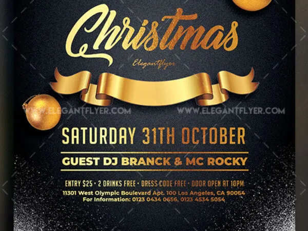 Bold Elegant Golden Merry Christmas Flyer Template 1