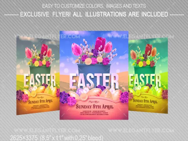 Bold Floral Easter Flyer Template and Facebook Cover 1