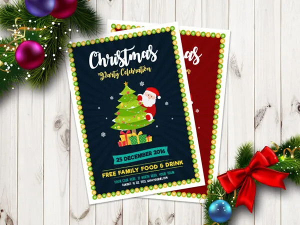 Bold Illustrated Christmas Party Flyer Template 1
