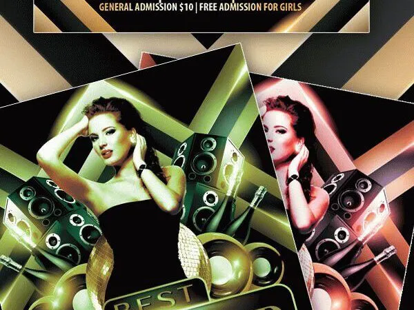 Bold Lines Sparkly Nightclub Party Flyer Template 1