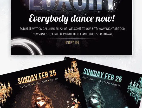 Bold Luxury Sparkly Dance Party Flyer Template 1