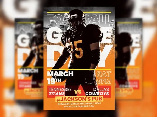 Bold Modern American Football Game Flyer Template 1