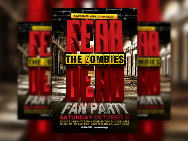 Bold Modern Horror Party Flyer Template 1