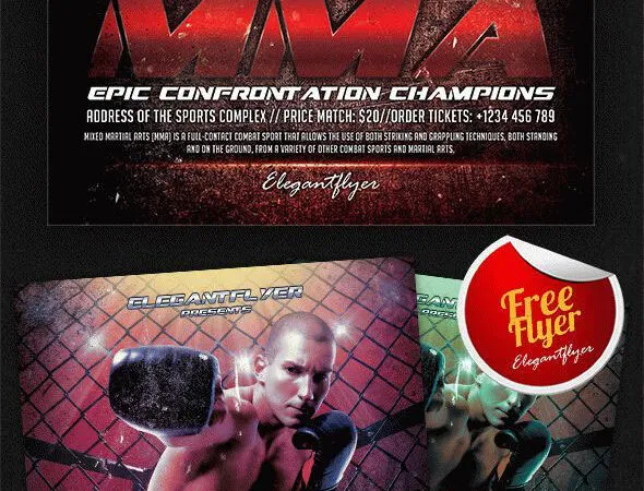 Bold Modern MMA Flyer Template and Facebook Cover 1