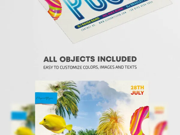 Bold Modern Pool Party Flyer Template 1