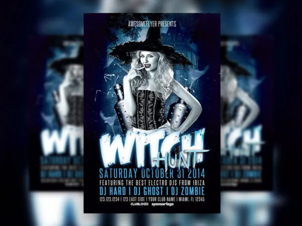 Bold Modern Scary Halloween Party Flyer Template 1