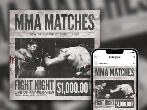 Bold Retro Blood Boxing Showdown Instagram Post Template 1