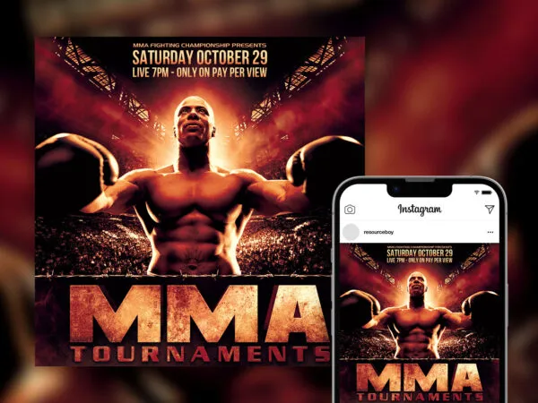Bold Rusty MMA UFC Fight Night Instagram Post Template 1