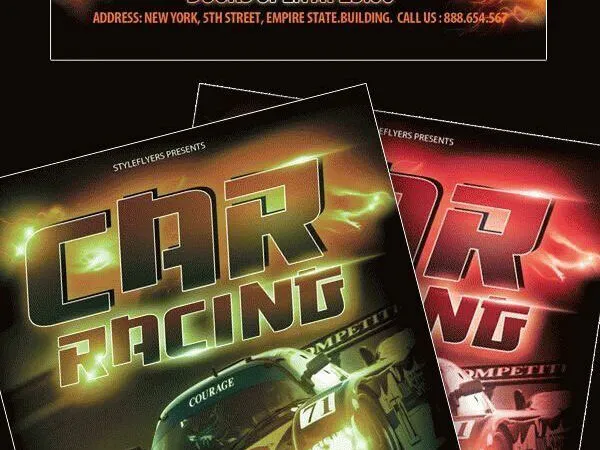 Bold Sparkle Car Racing Flyer Template 1