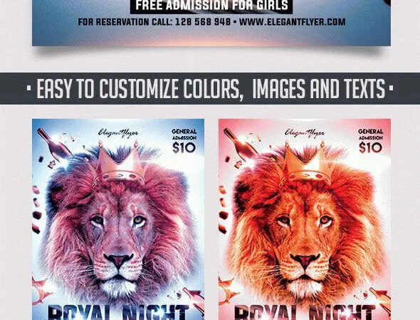 Bold Sparkle Royal Party Flyer Template and Facebook Cover 1