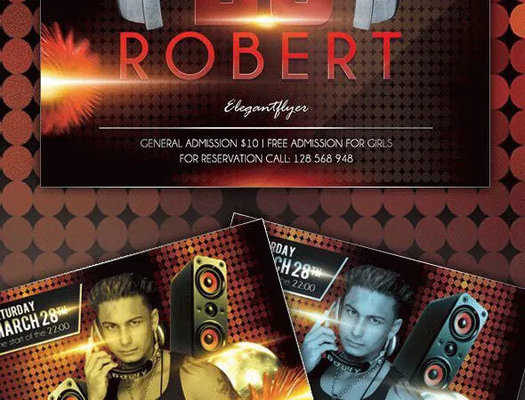 Bold Sparkly DJ Party Flyer Template 1
