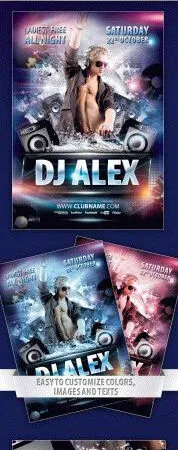 Bold Sparkly Modern DJ Flyer Template 1