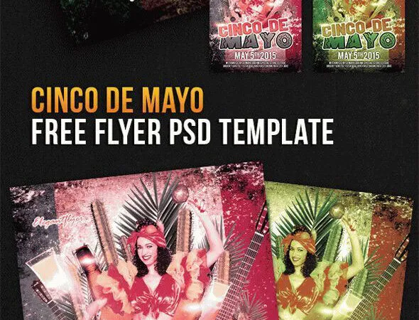 Bold Splash Cinco de Mayo Flyer Template and Facebook Cover 1