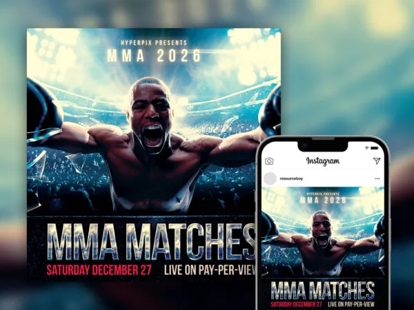Bold Splendid Boxing Fight Night Instagram Post Template 1