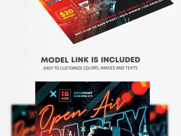Bold Urban Lines Leafy Open Air Party Flyer Template 1