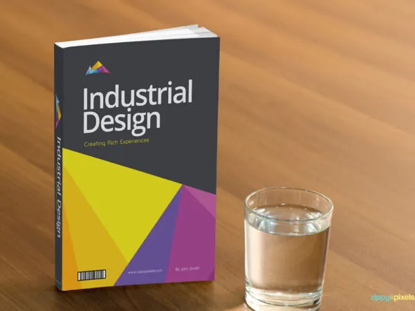 Book Cover Mockup with a Glass of Water 1