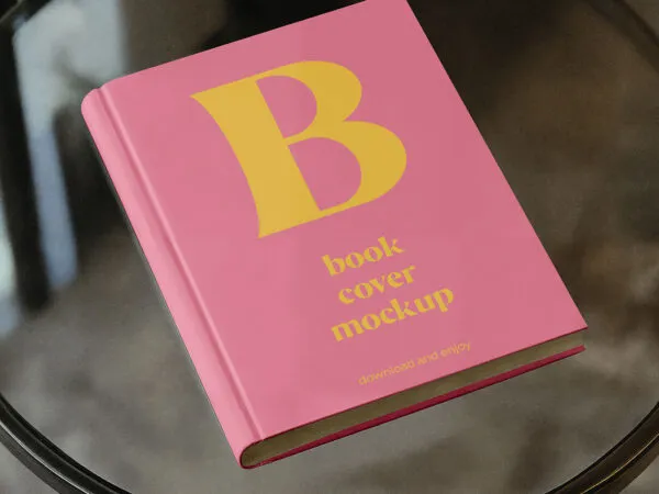 Book on Glass Table Mockup 1