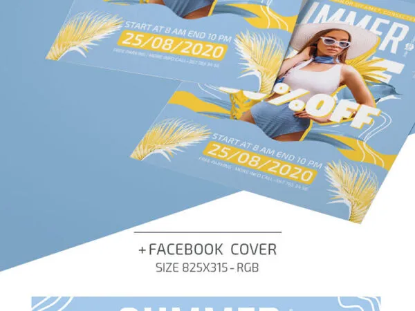 Border Abstract Summer Sale Flyer and Facebook Template 1