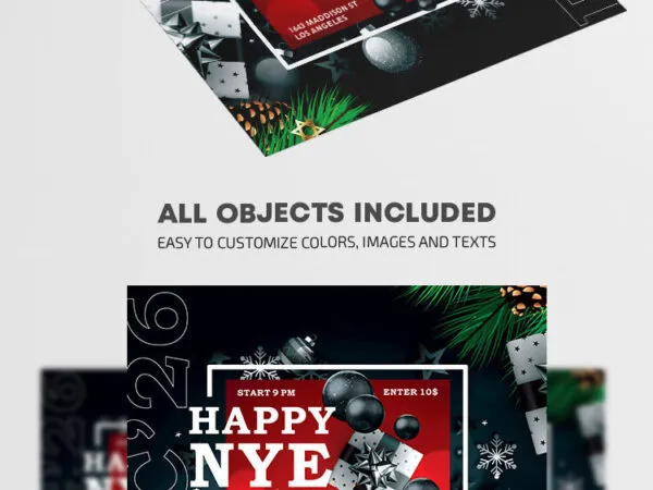 Border Black and Red New Year Party Flyer Template 1
