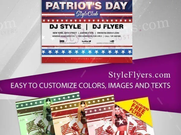 Border Bold Patriots Day Flyer Template 1