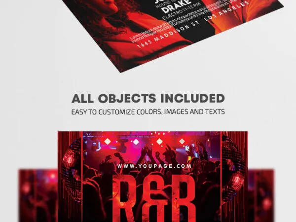 Border Bold Red RB Party Flyer Template 1